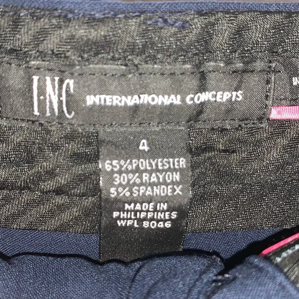 INC International concepts navy blue zipper pants size 4 B84